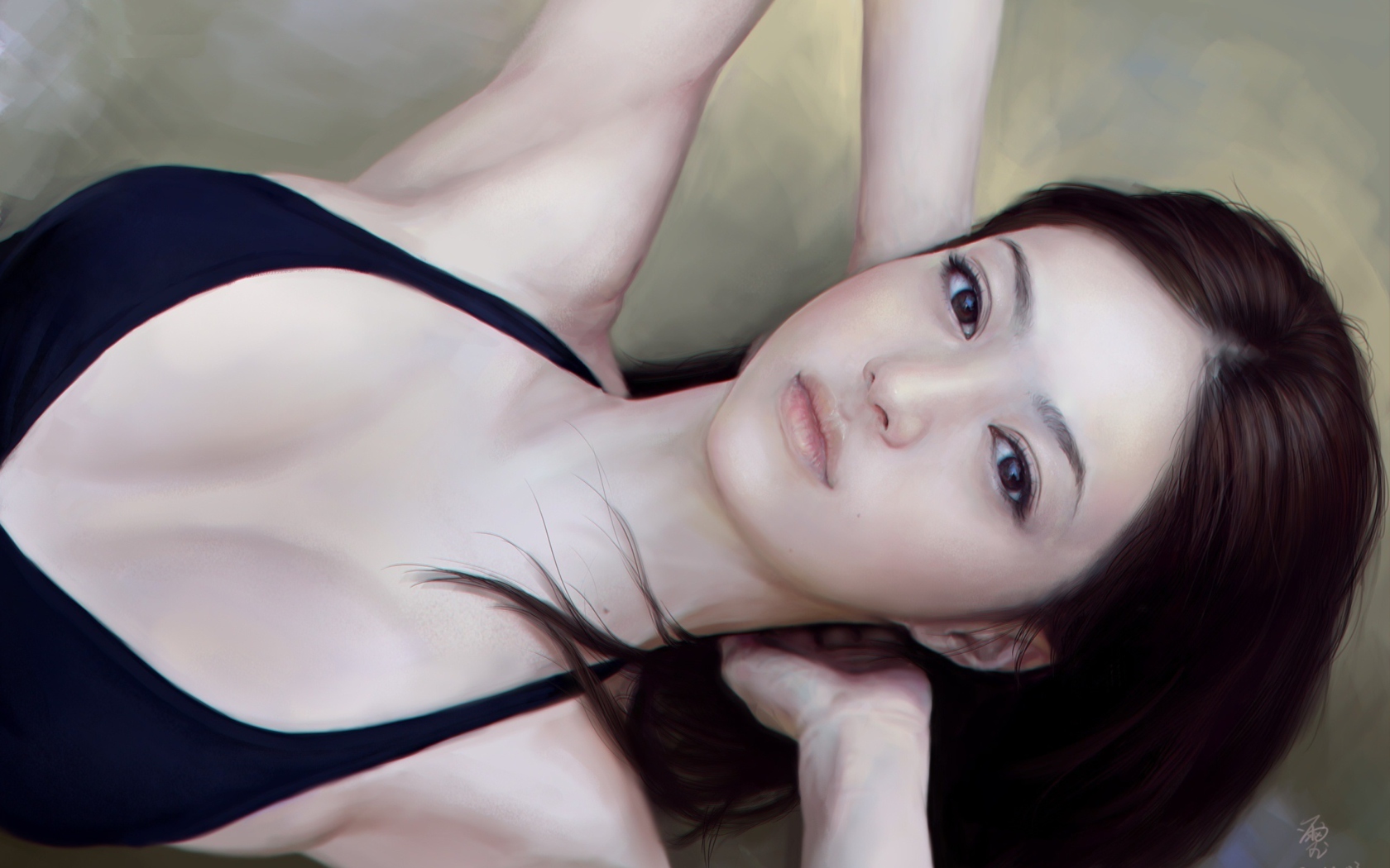 Girl's Face Realistic Painting wallpaper 1680x1050