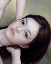 Sfondi Girl's Face Realistic Painting 176x220