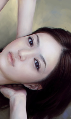 Das Girl's Face Realistic Painting Wallpaper 240x400