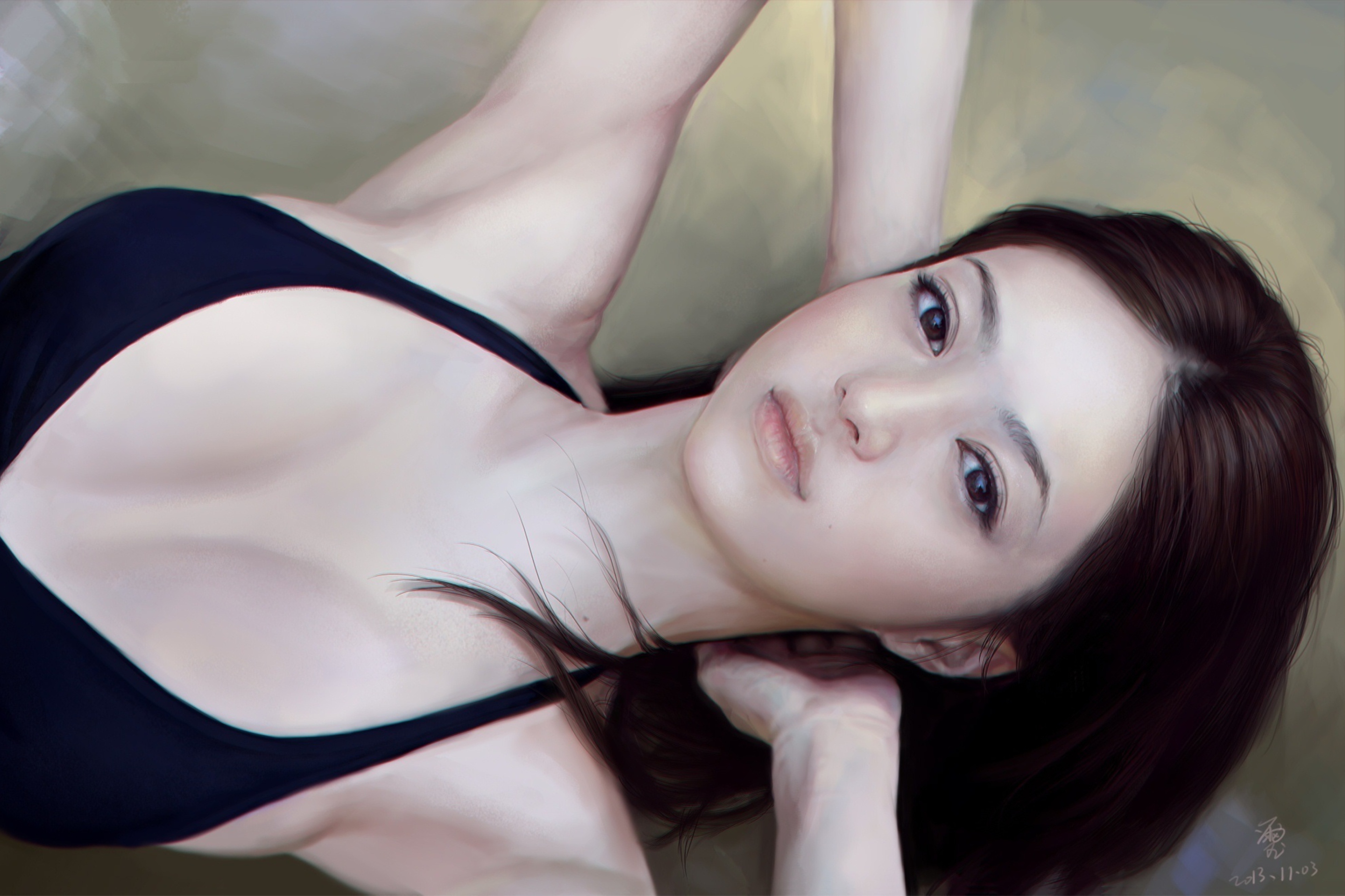 Girl's Face Realistic Painting wallpaper 2880x1920