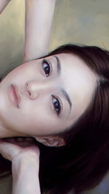 Fondo de pantalla Girl's Face Realistic Painting 360x640
