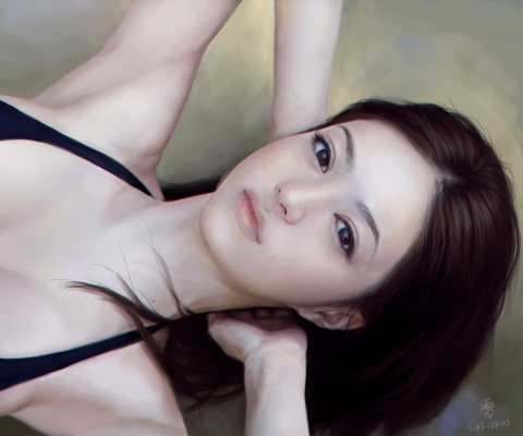 Girl's Face Realistic Painting wallpaper 480x400