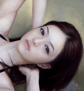 Kostenloses Girl's Face Realistic Painting Wallpaper für 1024x1024
