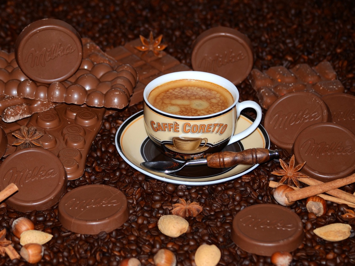 Sfondi Coffee with milk chocolate Milka 1152x864
