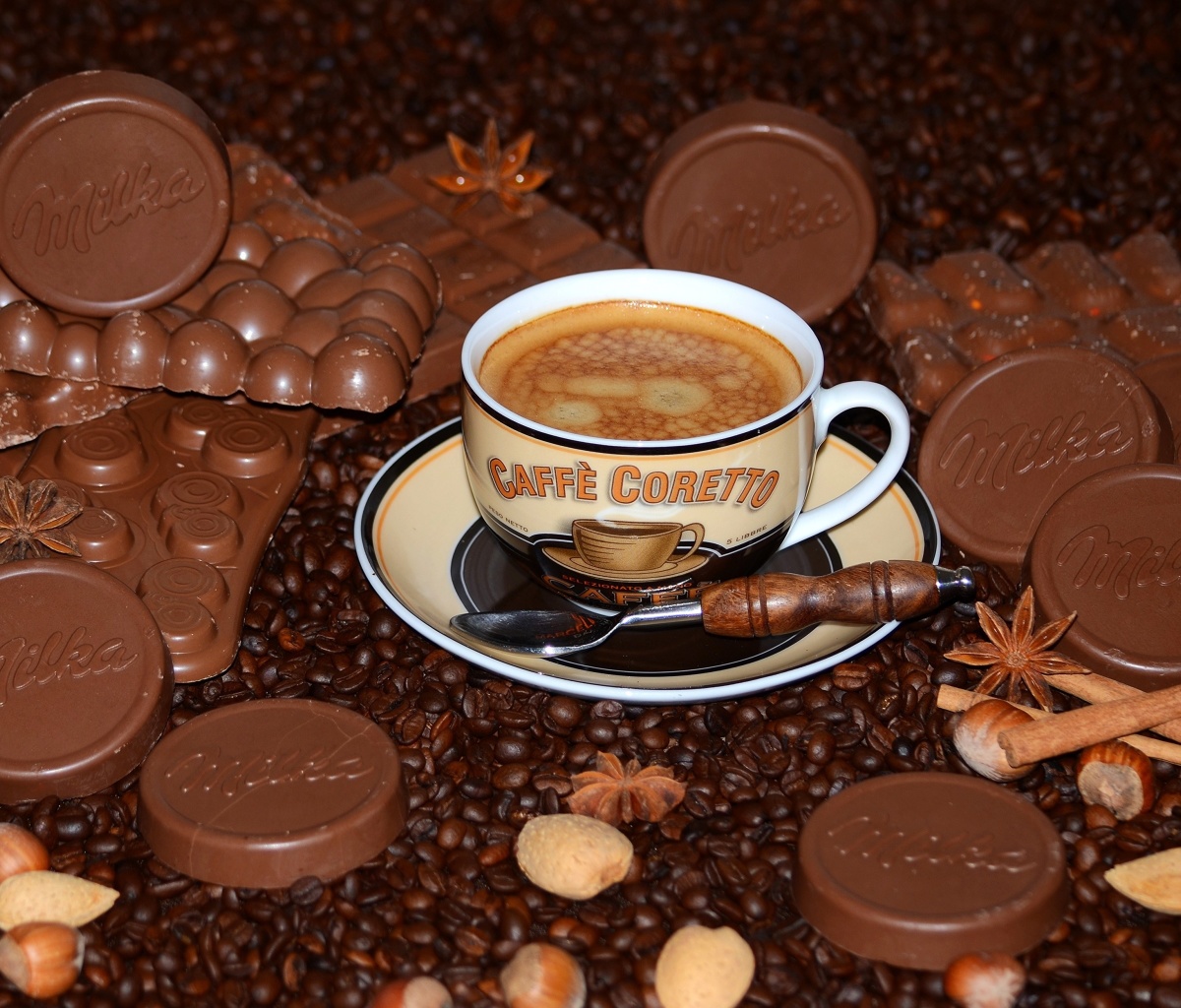 Sfondi Coffee with milk chocolate Milka 1200x1024