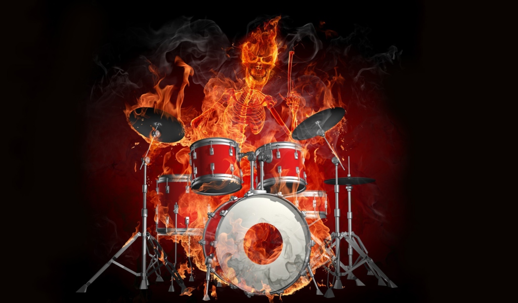 Das Fire Drummer Wallpaper 1024x600