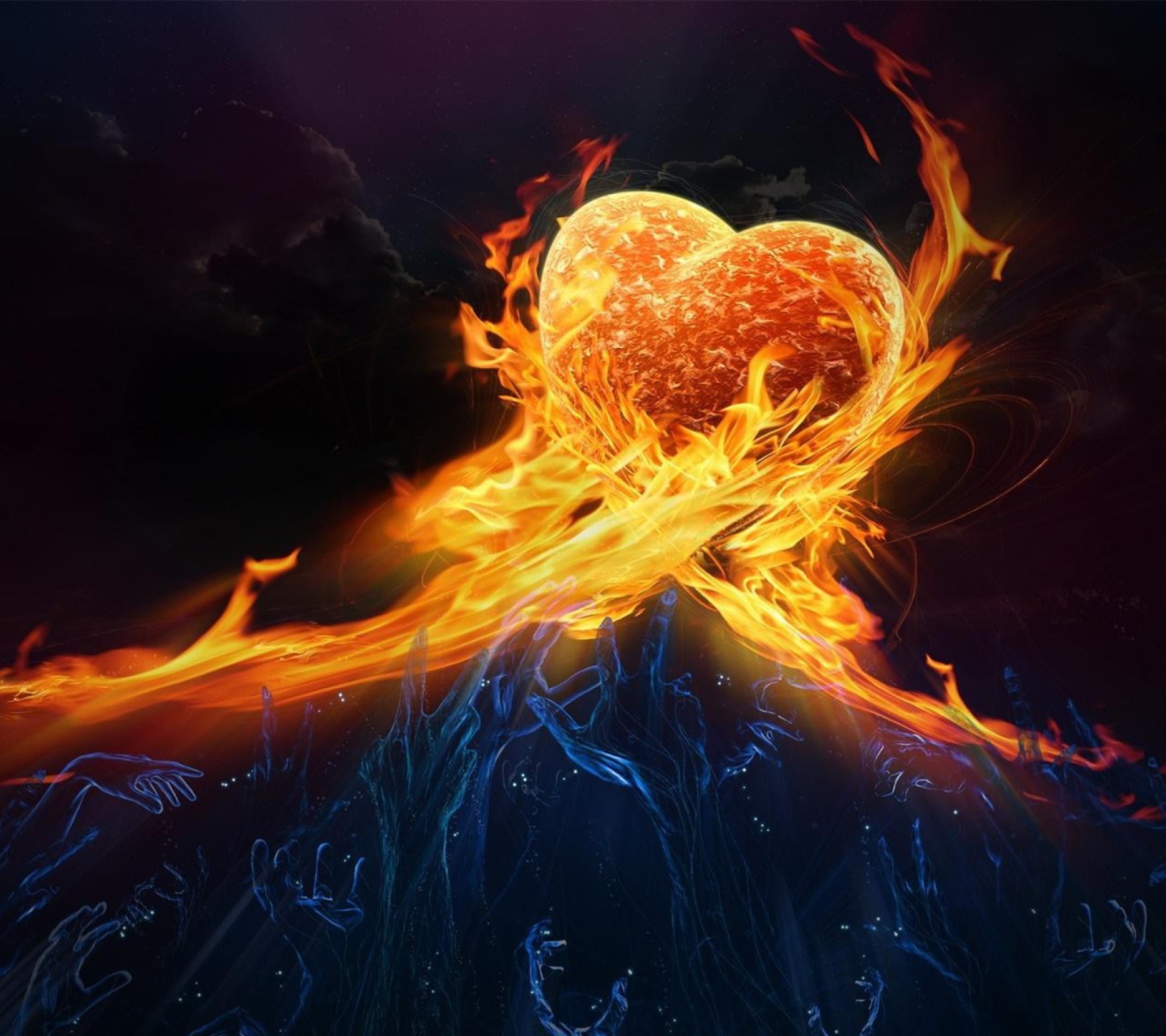 Обои Fire Hearts 1440x1280