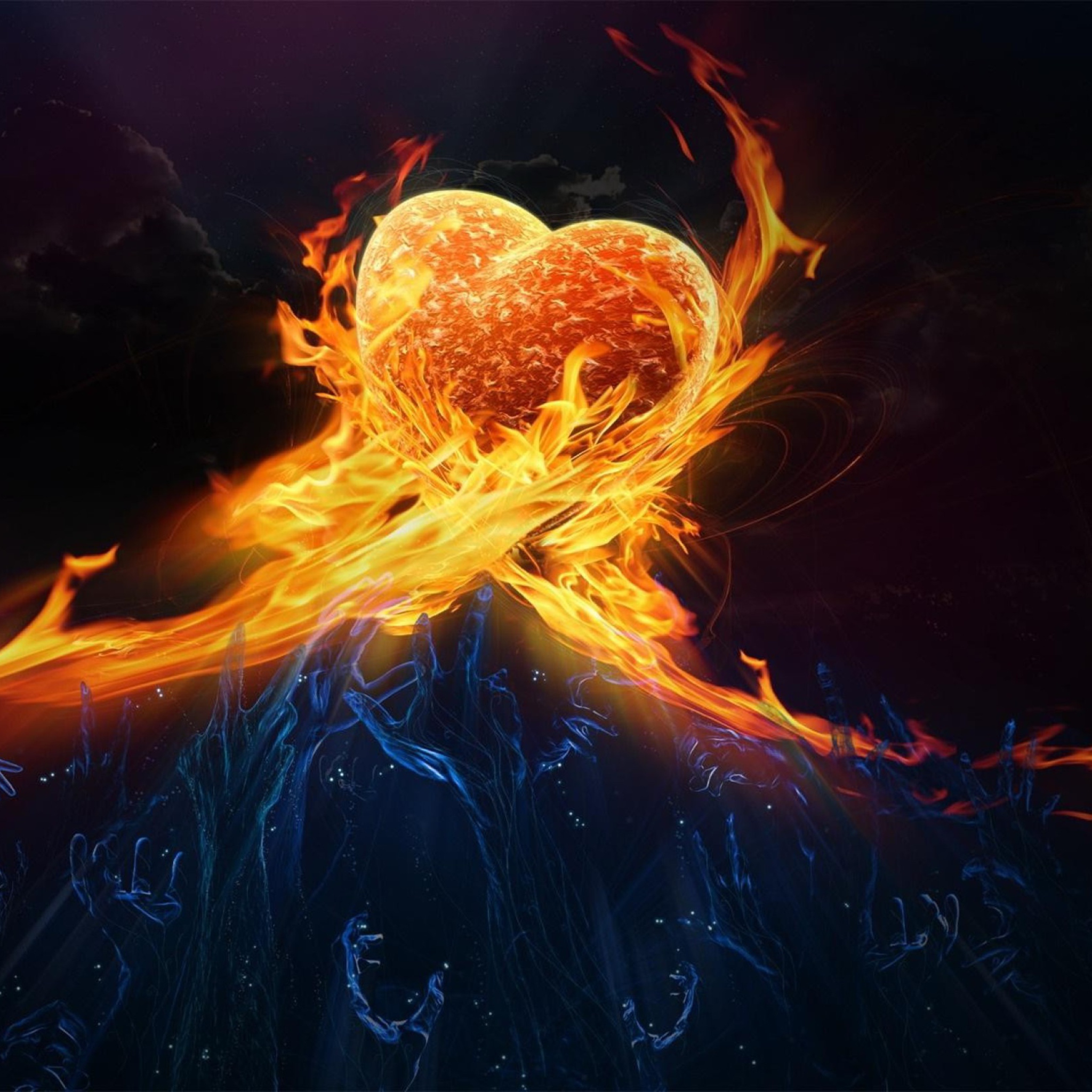 Fire Hearts wallpaper 2048x2048