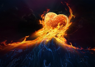 Kostenloses Fire Hearts Wallpaper für Android, iPhone und iPad