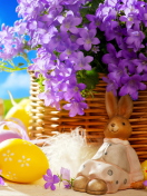 Fondo de pantalla Easter Rabbit And Purple Flowers 132x176
