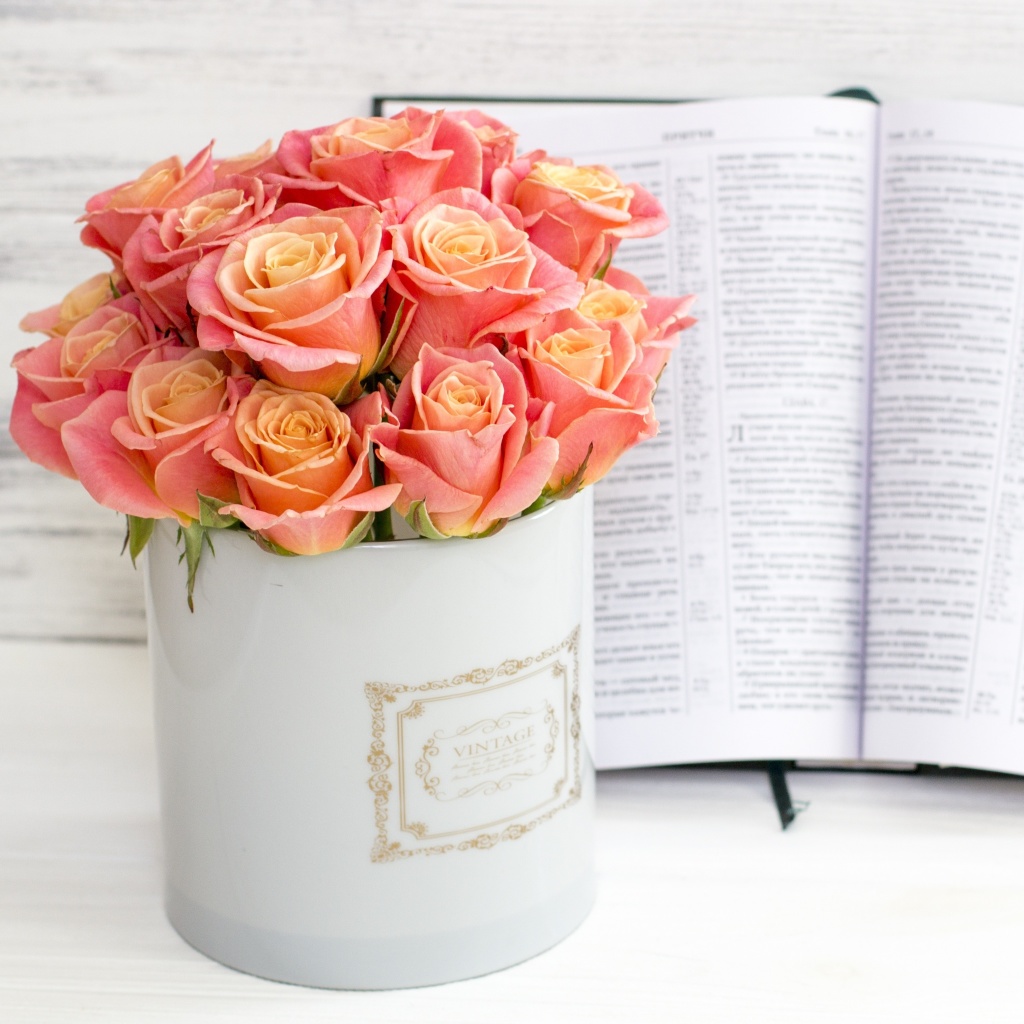 Roses and Book wallpaper 1024x1024