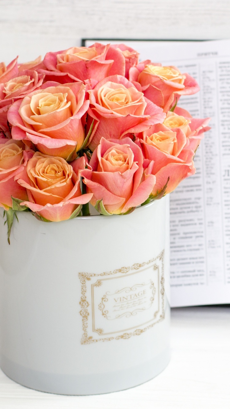 Roses and Book wallpaper 750x1334