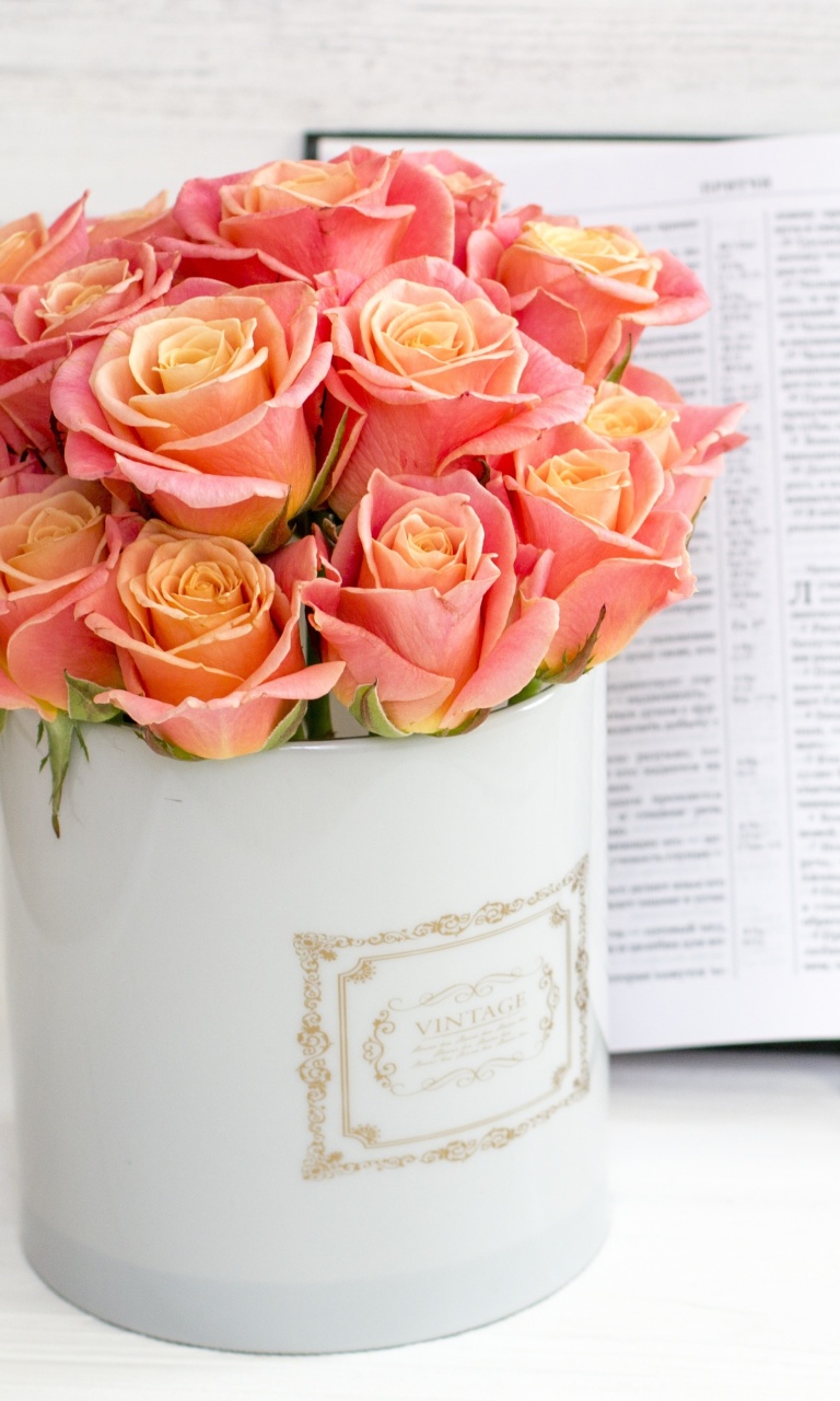 Roses and Book wallpaper 768x1280