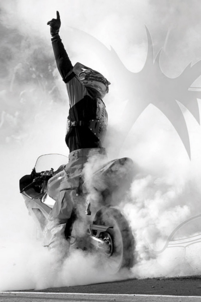 Fondo de pantalla Performance Burnout Bike 640x960