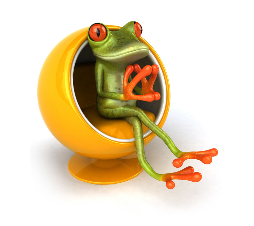 3D Frog On Yellow Chair wallpaper 1080x960