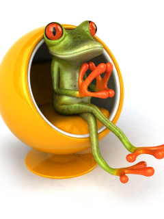 Das 3D Frog On Yellow Chair Wallpaper 240x320