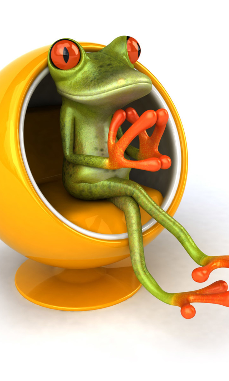 Sfondi 3D Frog On Yellow Chair 768x1280