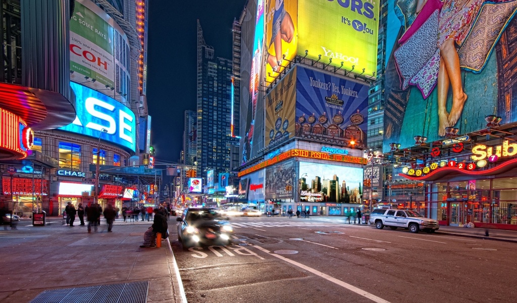 Fondo de pantalla New York Night Times Square 1024x600