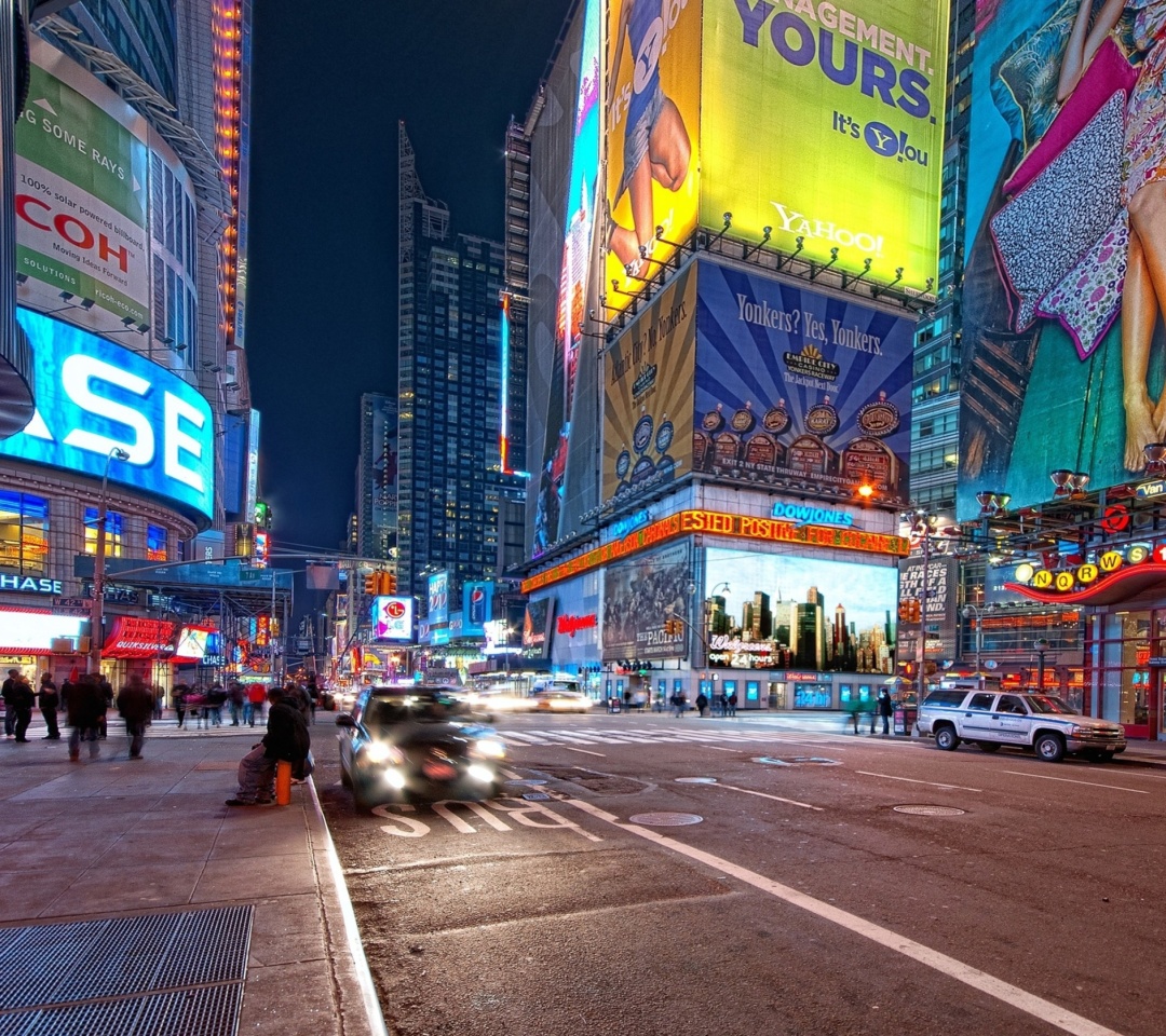 Sfondi New York Night Times Square 1080x960