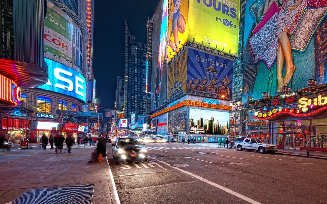 Das New York Night Times Square Wallpaper 1280x800