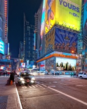 Das New York Night Times Square Wallpaper 176x220