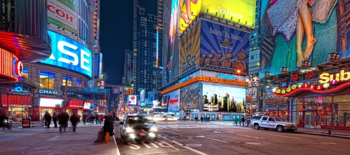 New York Night Times Square wallpaper 720x320