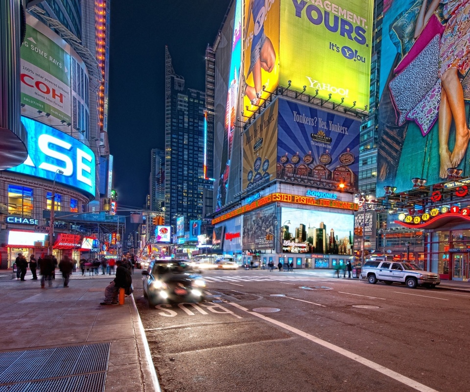 Das New York Night Times Square Wallpaper 960x800