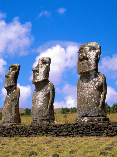 Das Easter Island Heads Wallpaper 480x640