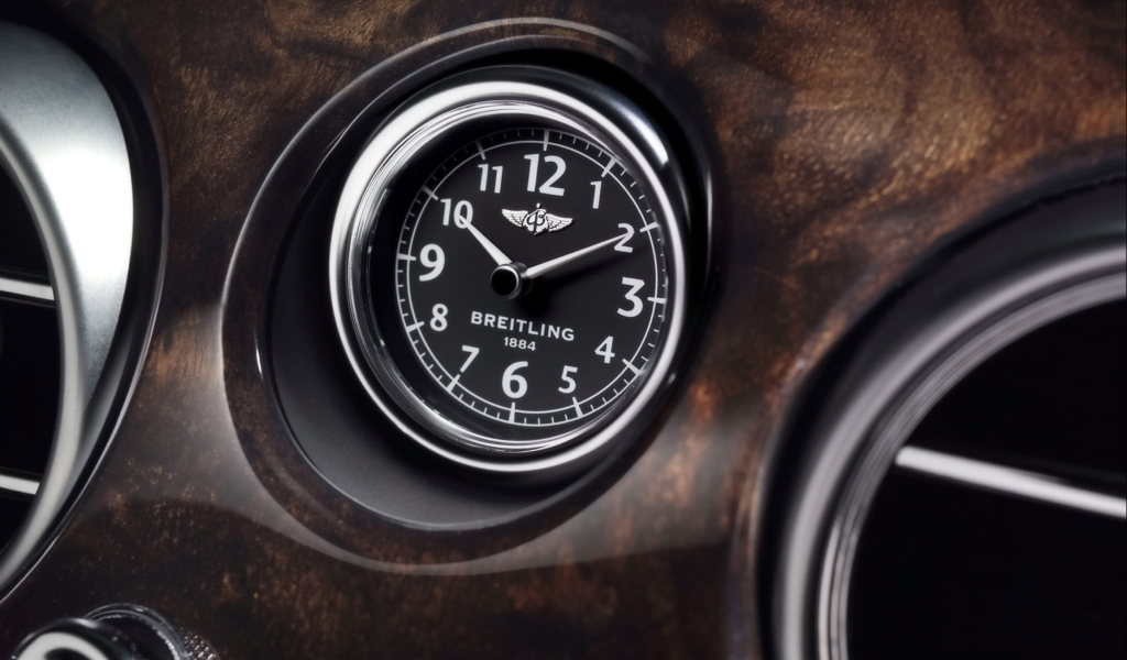 Bentley Continental - Breitling Clock wallpaper 1024x600