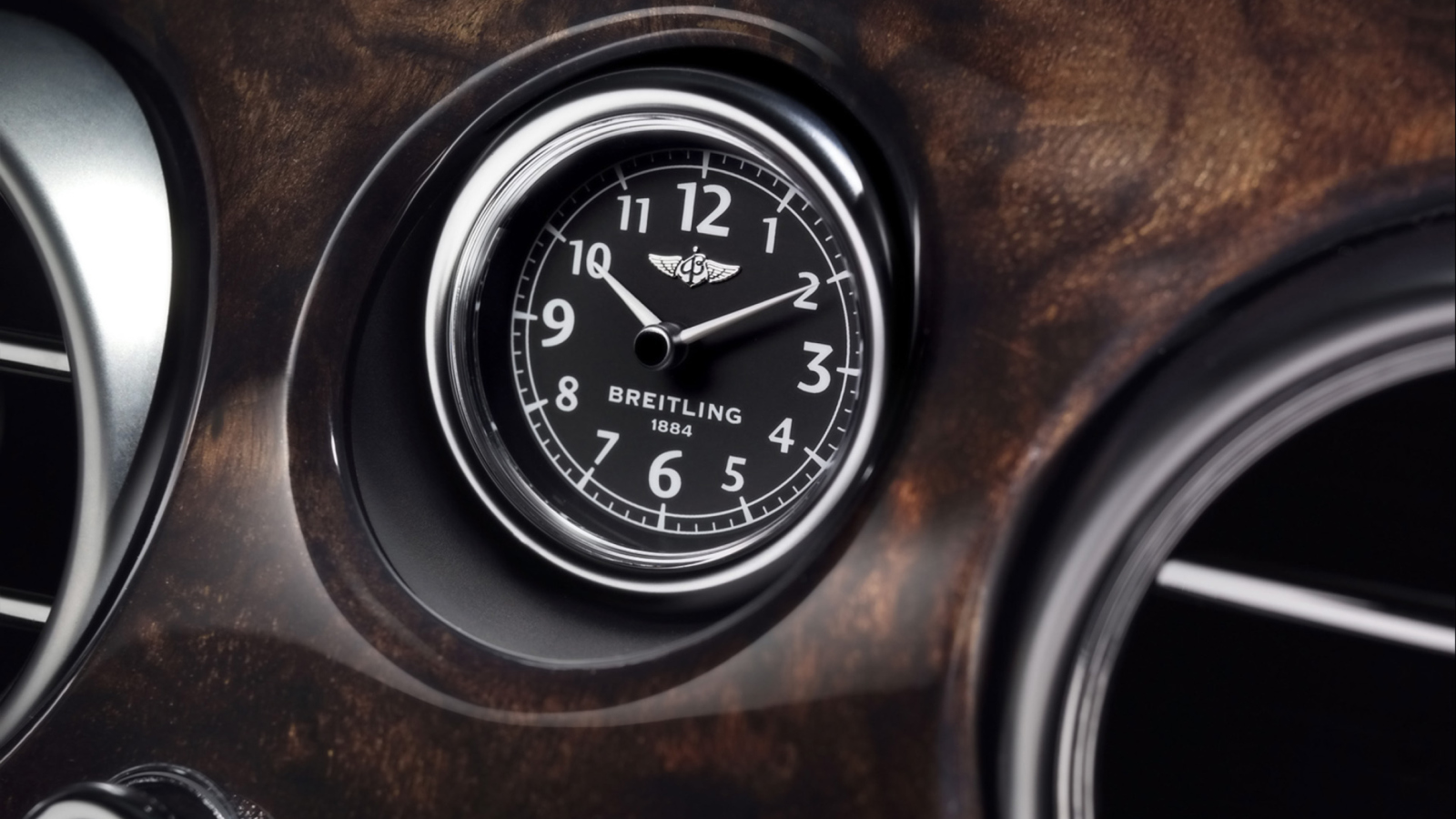 Das Bentley Continental - Breitling Clock Wallpaper 1600x900