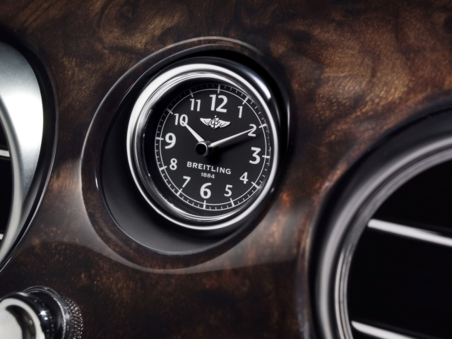 Das Bentley Continental - Breitling Clock Wallpaper 640x480