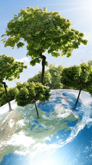 Green Planet with Biosphere wallpaper 360x640