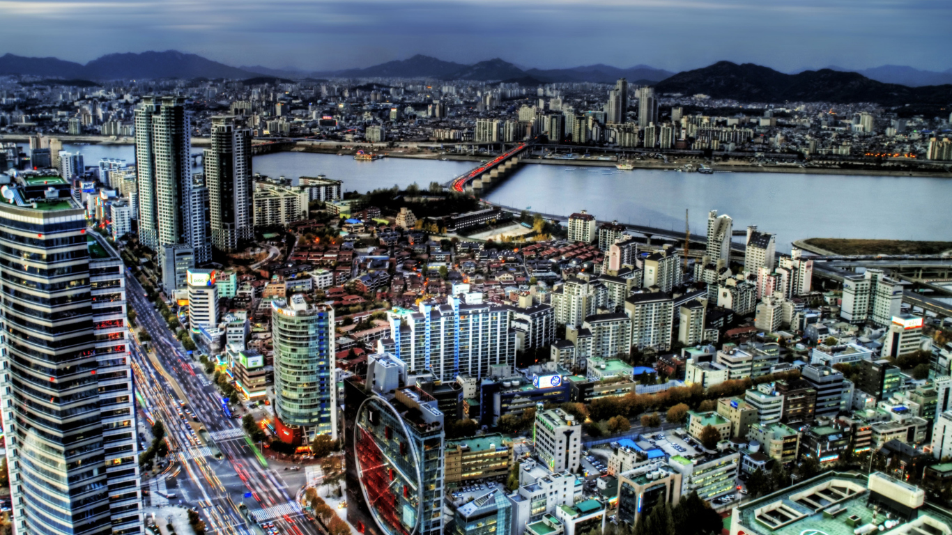 Fondo de pantalla Seoul Panorama South Korea 1366x768