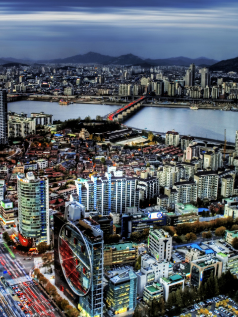 Обои Seoul Panorama South Korea 480x640