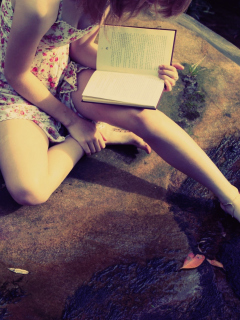 Das Girl Reading Book Wallpaper 240x320