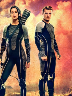Katniss & Peeta - Hunger Games Catching Fire wallpaper 240x320