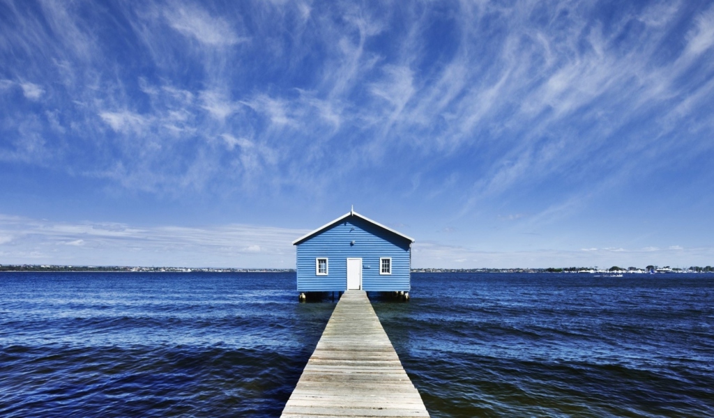 Blue Pier House wallpaper 1024x600
