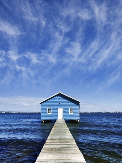 Blue Pier House wallpaper 480x640