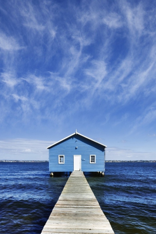 Blue Pier House wallpaper 640x960