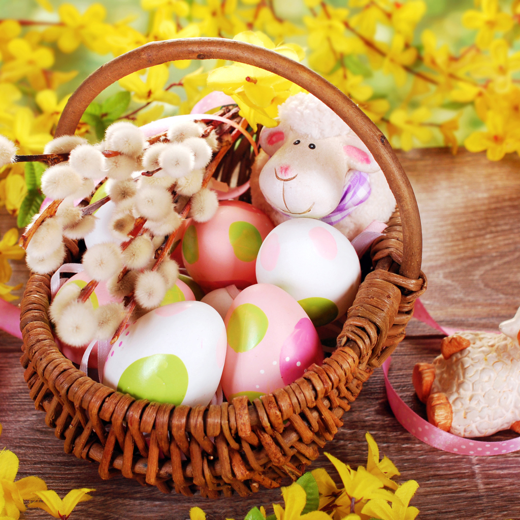 Easter Basket And Sheep wallpaper 1024x1024
