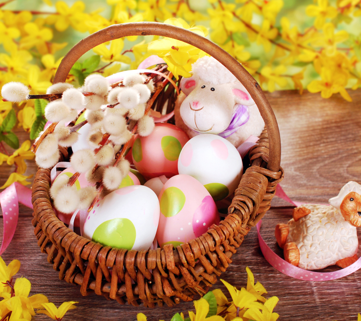 Easter Basket And Sheep wallpaper 1440x1280