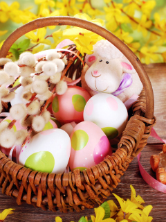Easter Basket And Sheep wallpaper 240x320