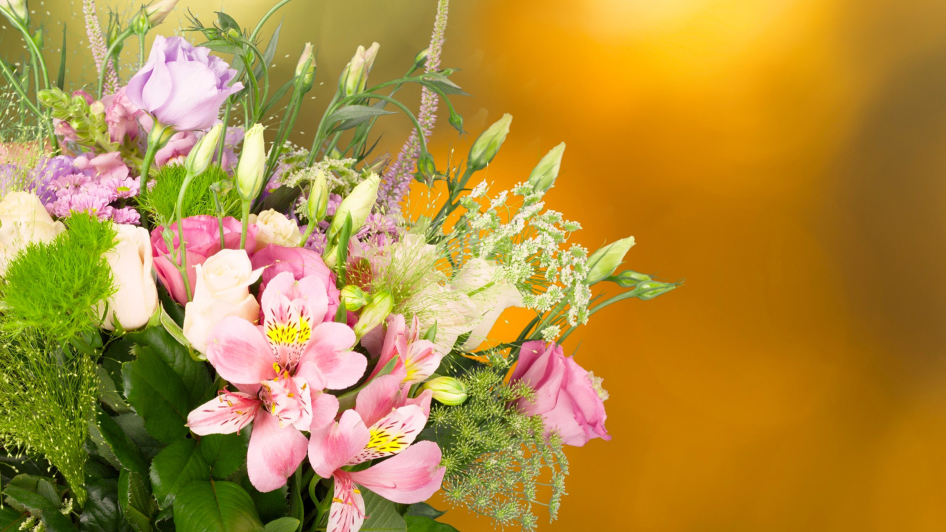 Bouquet of iris flowers screenshot #1 1366x768