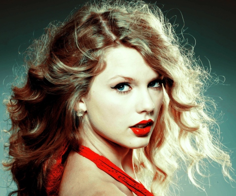 Обои Taylor Swift In Red Dress 480x400