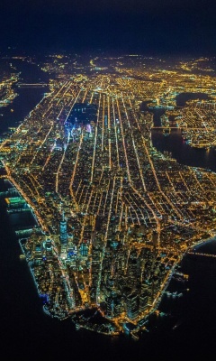 Das New York City Night View From Space Wallpaper 240x400