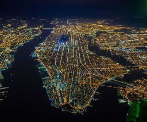 Обои New York City Night View From Space 480x400