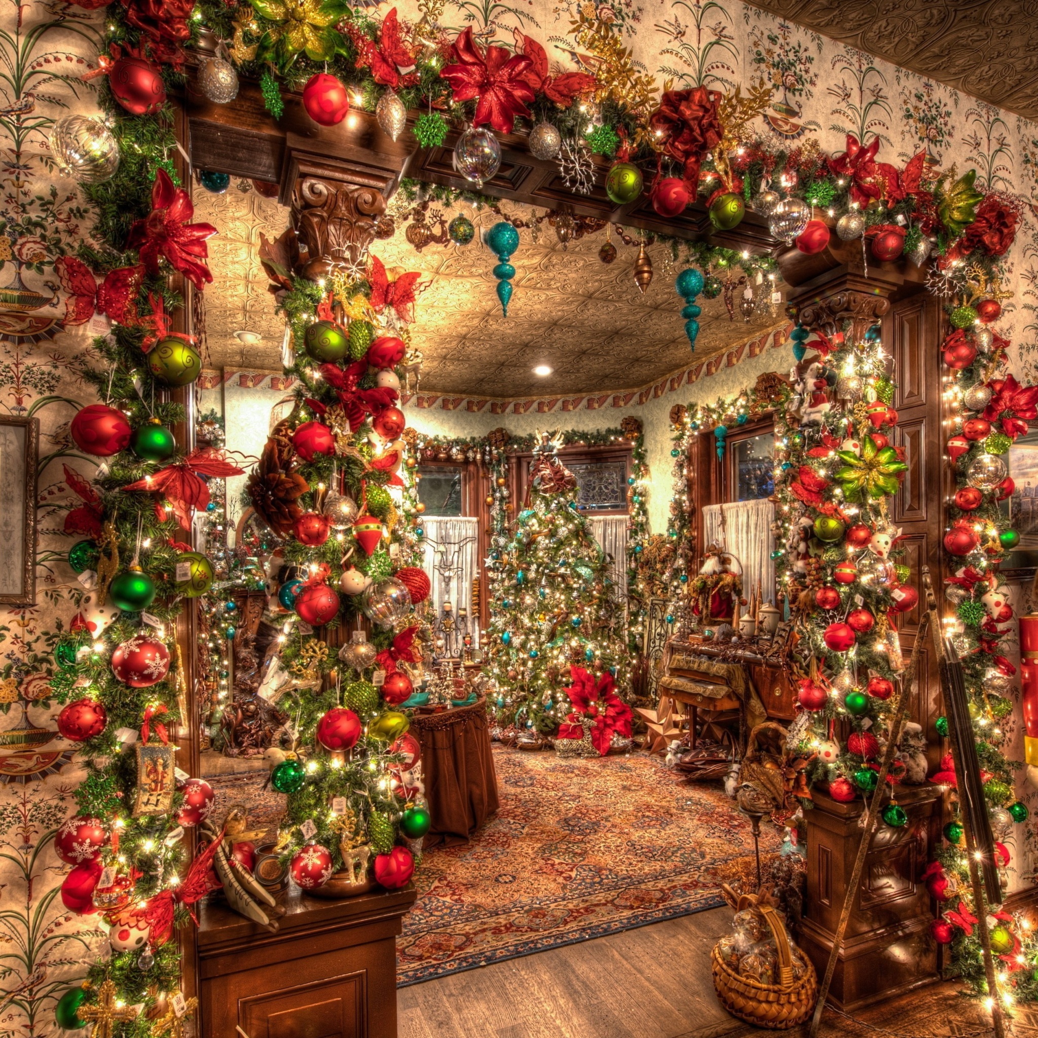 Fondo de pantalla New Year House Decorations and Design 2048x2048