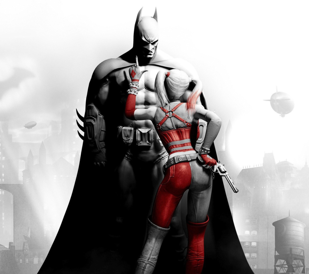 Обои Batman Arkham Knight with Harley Quinn 1080x960