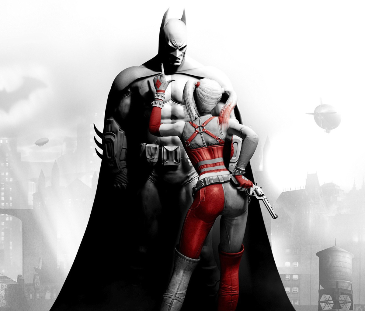 Das Batman Arkham Knight with Harley Quinn Wallpaper 1200x1024