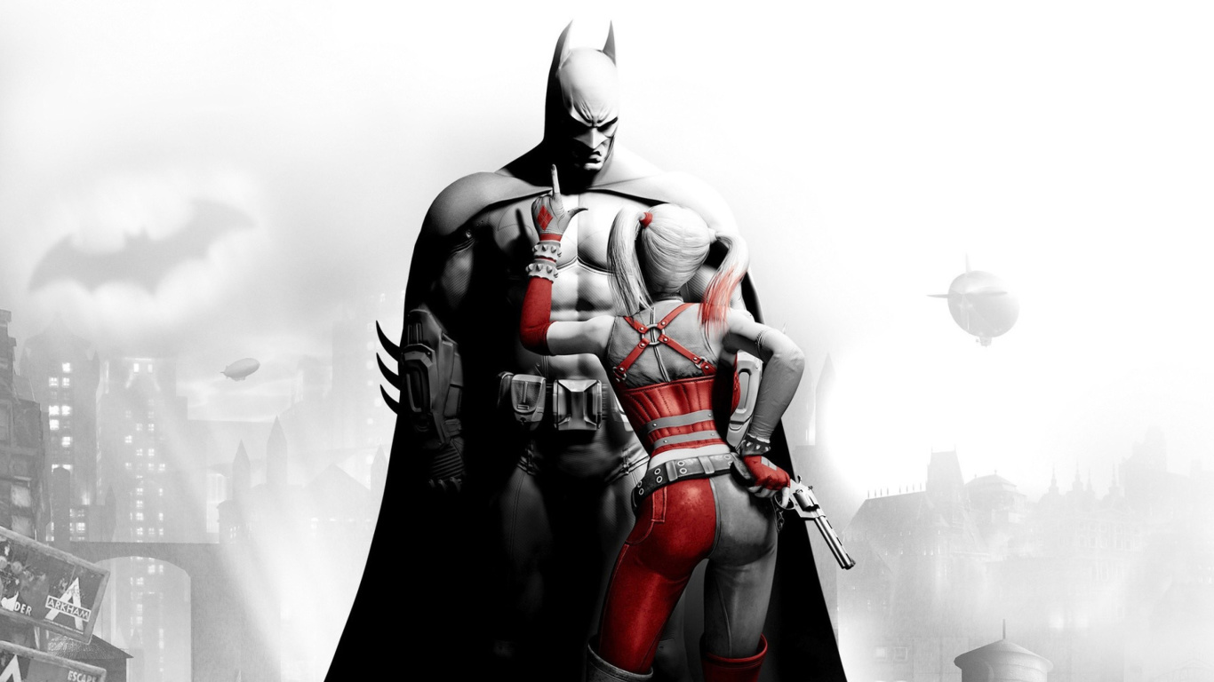 Batman Arkham Knight with Harley Quinn wallpaper 1366x768